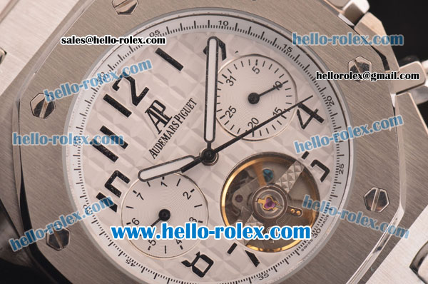 Audemars Piguet Royal Oak Alinghi Tourbillon Automatic with White Dial and Black Marking-SS Strap - Click Image to Close